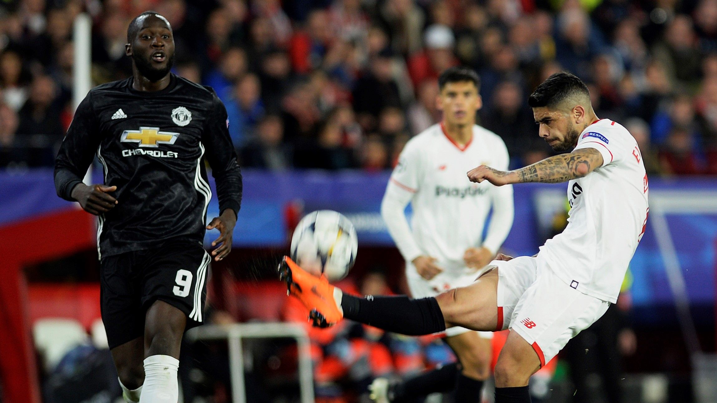 Ever Banega Romelu Lukaku Sevilla Manchester United UCL 21022018