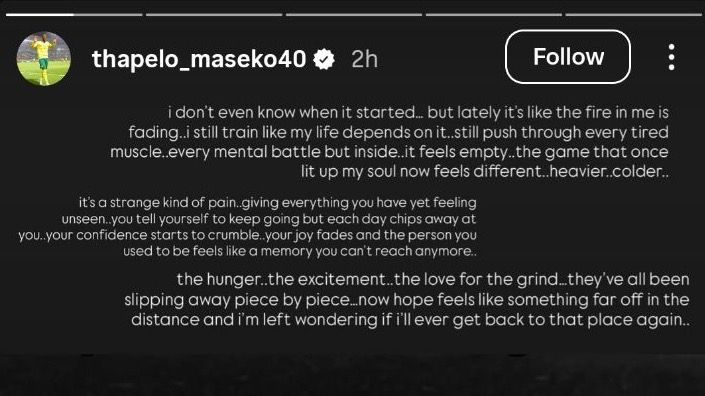 Thapelo Maseko Instagram Story