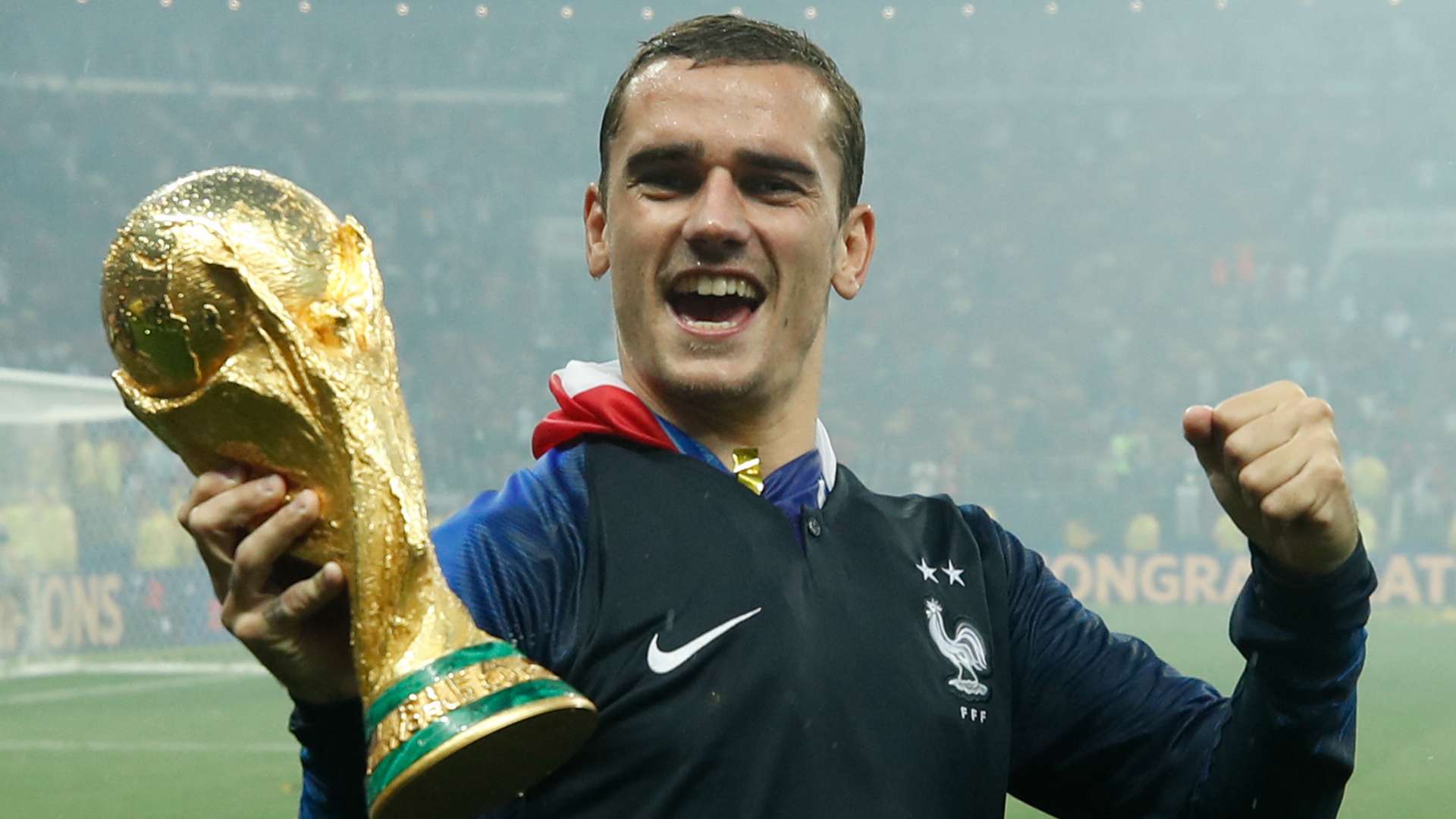 Antoine Griezmann World Cup trophy France 2018