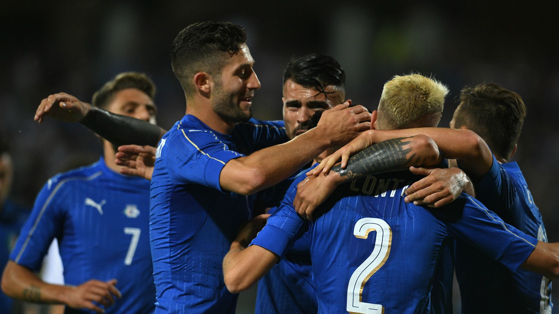 Italy players celebrating vs San Marino Friendly 31052017