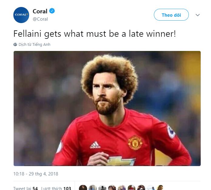 Fellaini's goal reaction