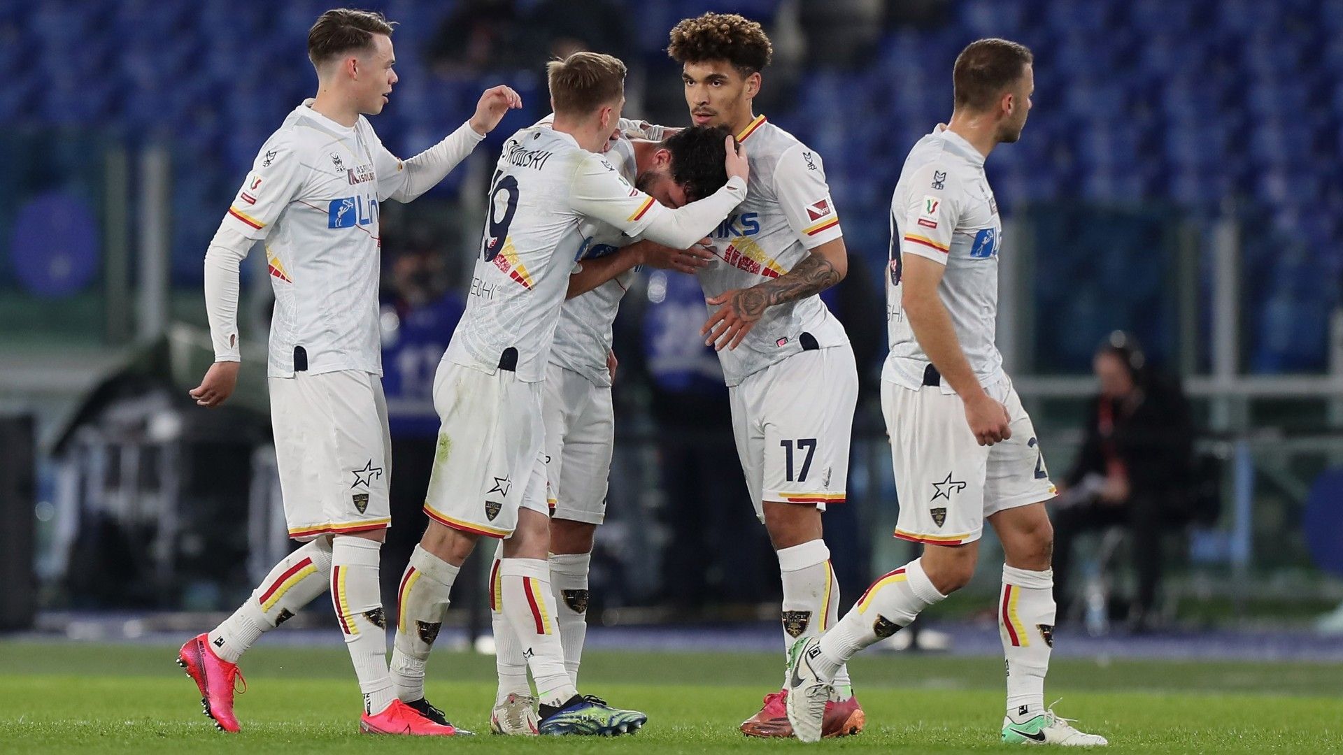 Lecce celebrates goal