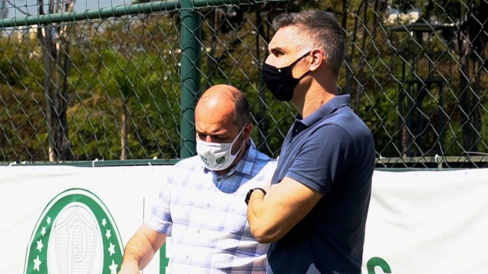 Fernando Prass e Cícero Souza em treino do Palmeiras, 2021