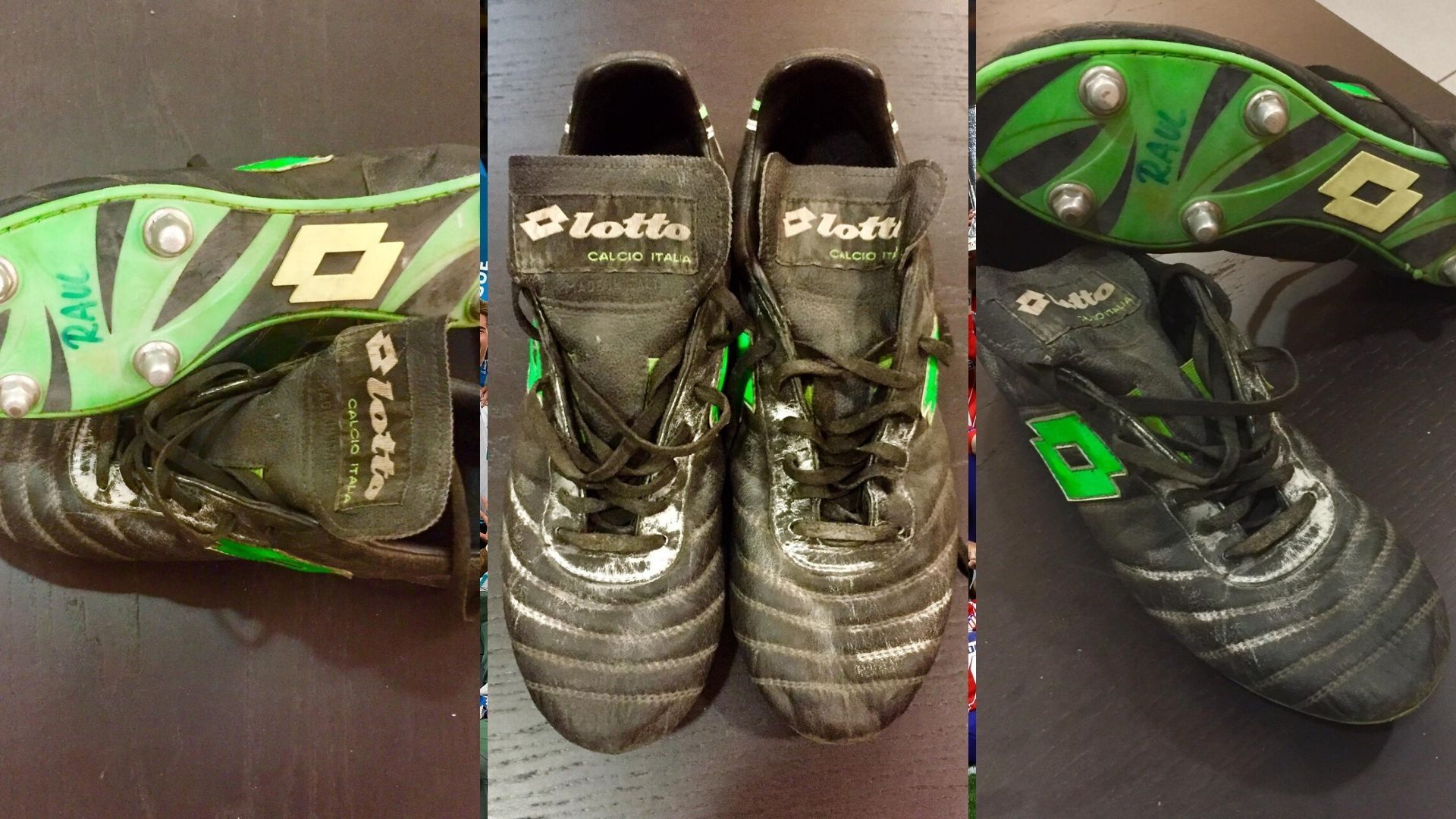 Las botas con las que debutó Raúl en el Madrid, propiedad de Fermín Gutiérrez, su primer representante