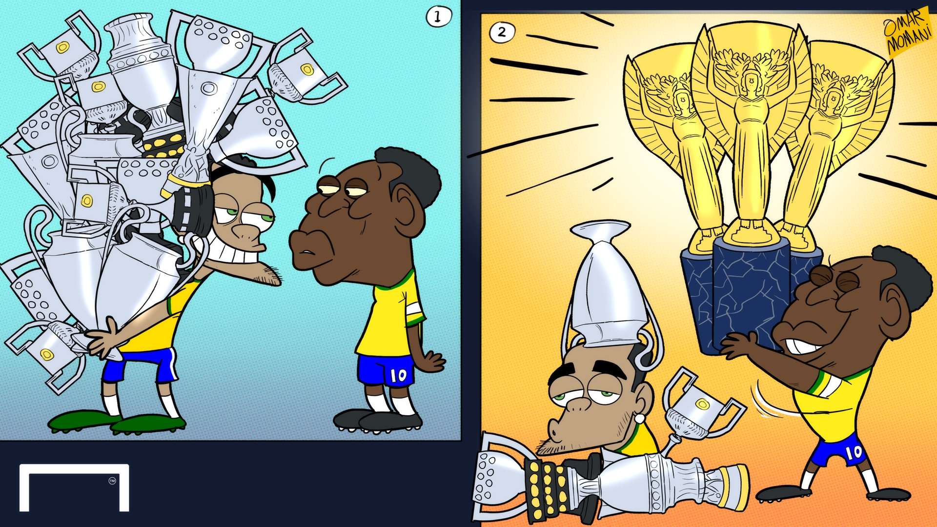 Alves vs Pele cartoon