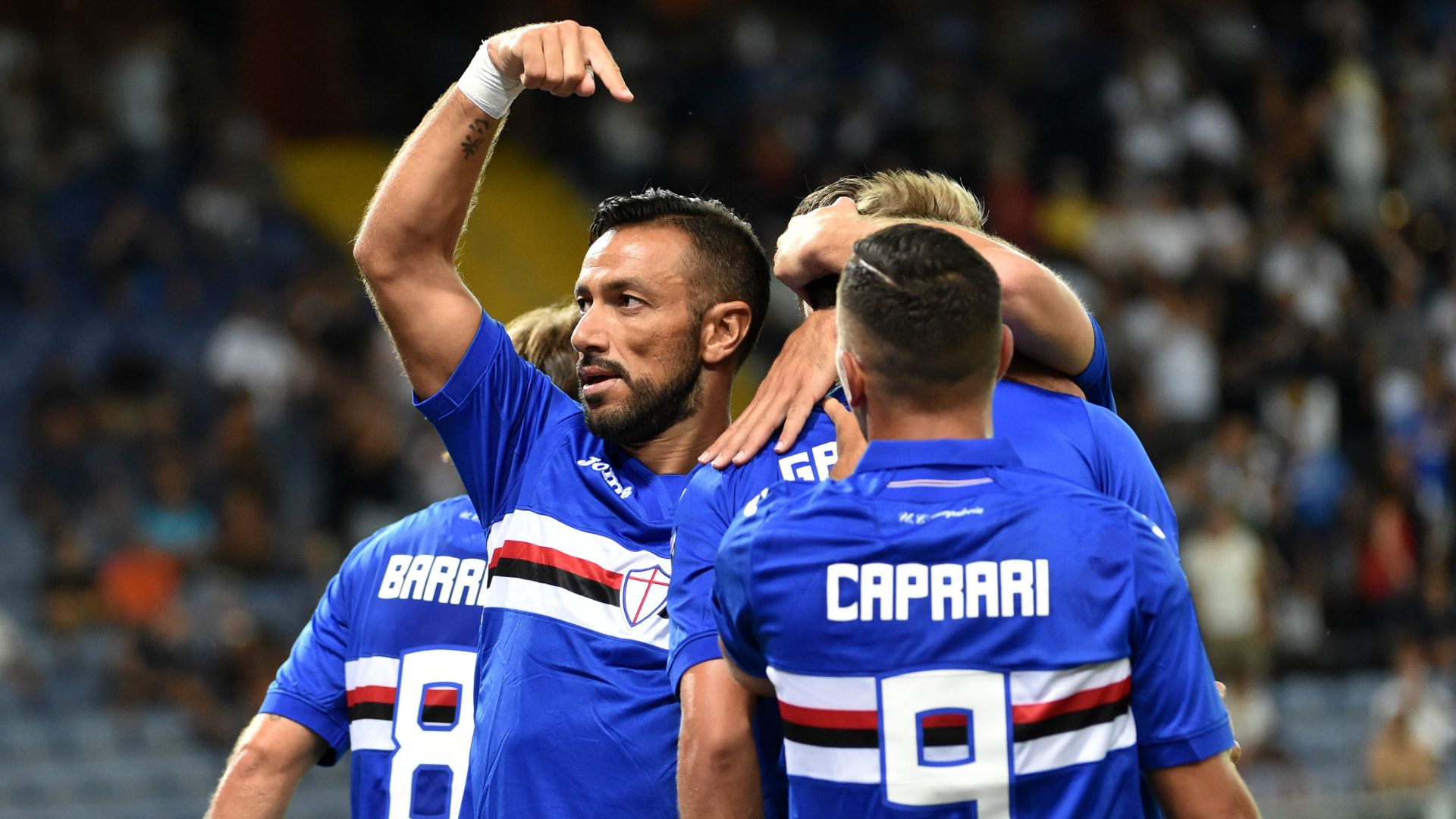 Sampdoria celebrating Sampdoria Sassuolo Serie A 08202017