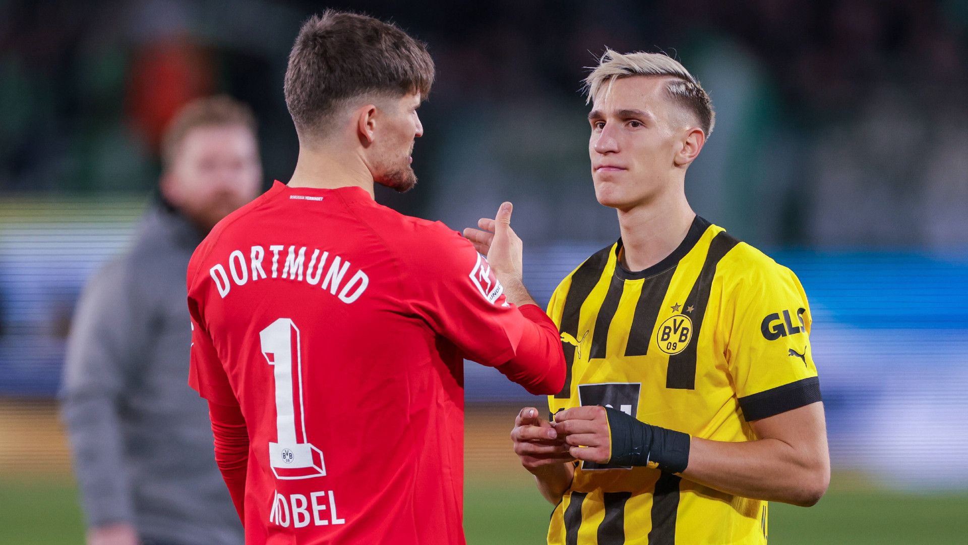 GERMANY ONLY: GREGOR KOBEL NICO SCHLOTTERBECK BORUSSIA DORTMUND BUNDESLIGA 08112022