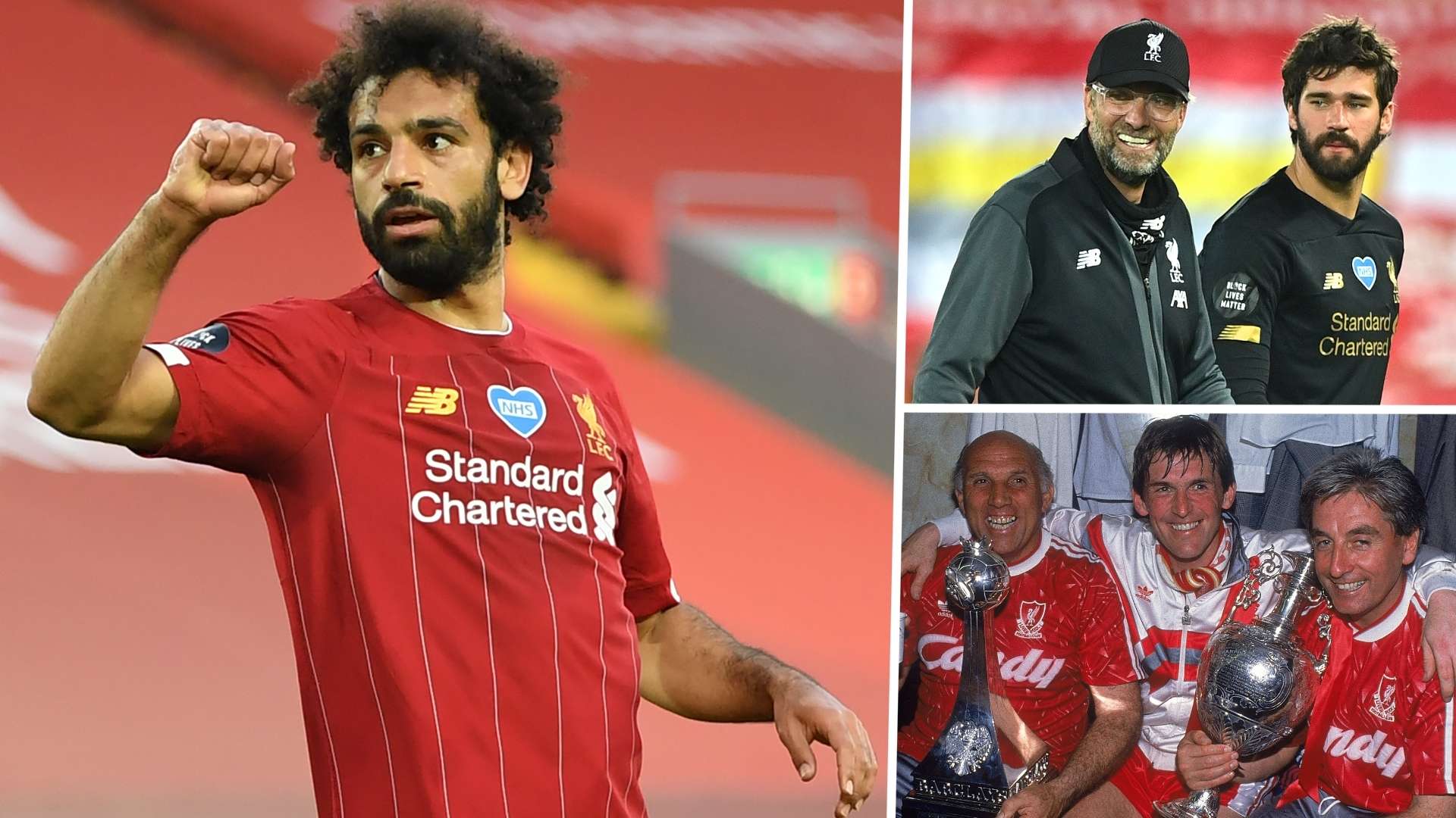 Mohamed Salah Jurgen Klopp Alisson Liverpool 2019-20 GFX