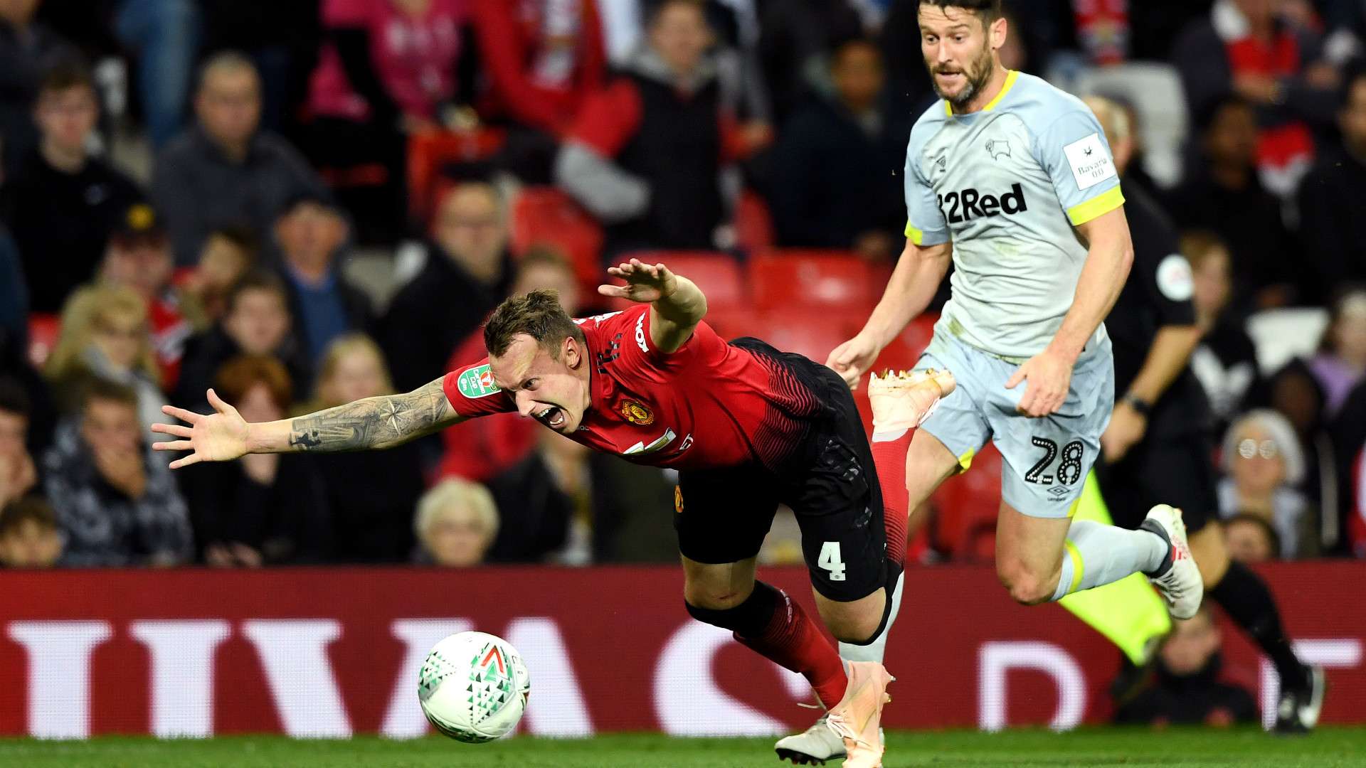 PHIL JONES MANCHESTER UNITED DAVID NUGENT DERBY COUNTY LEAGUE CUP 25092018