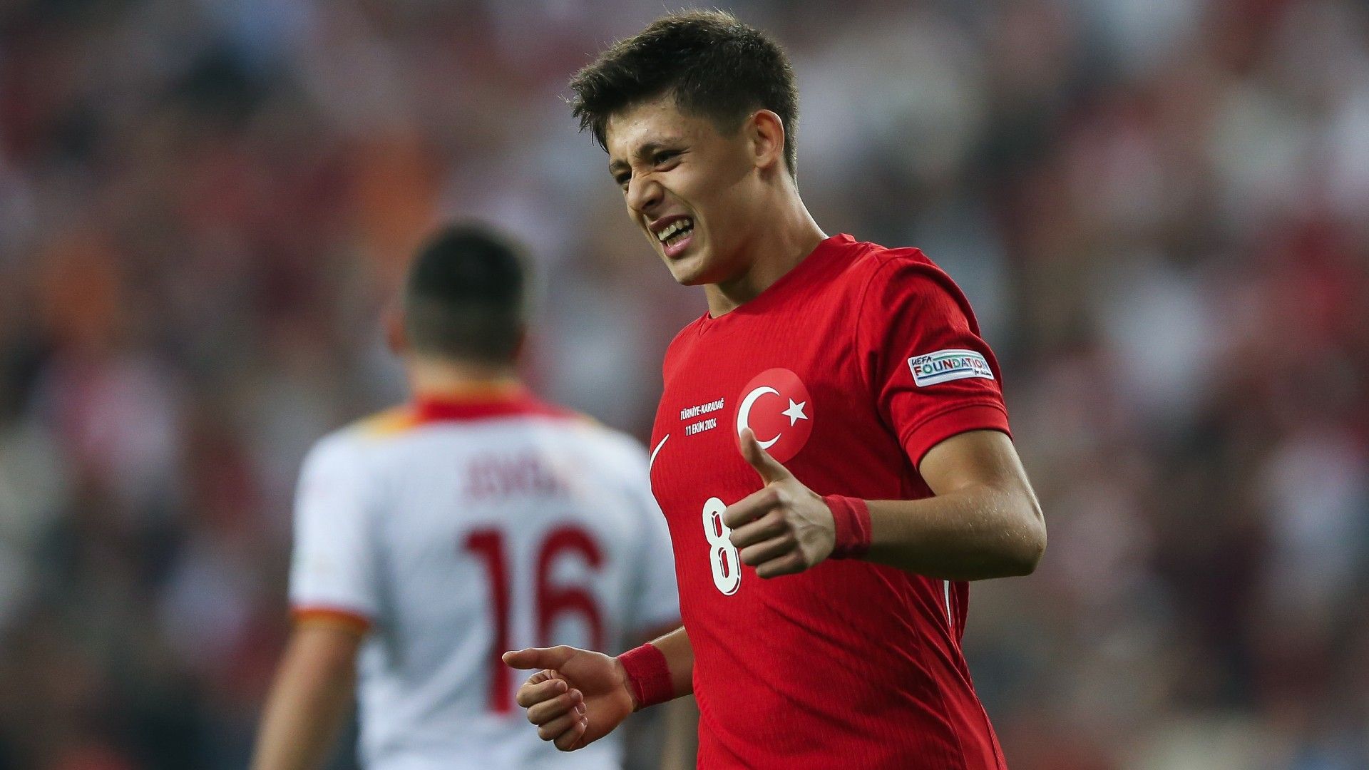 Arda Guler of Turkey reacts 