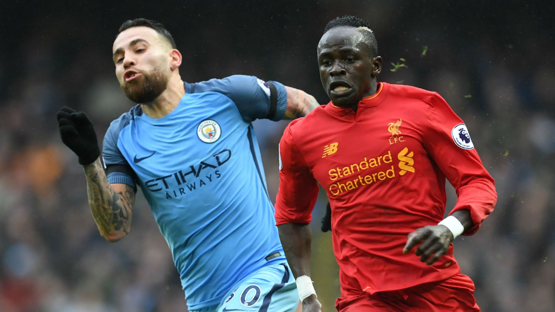 Nicolas Otamendi Manchester City Sadio Mane Liverpool.