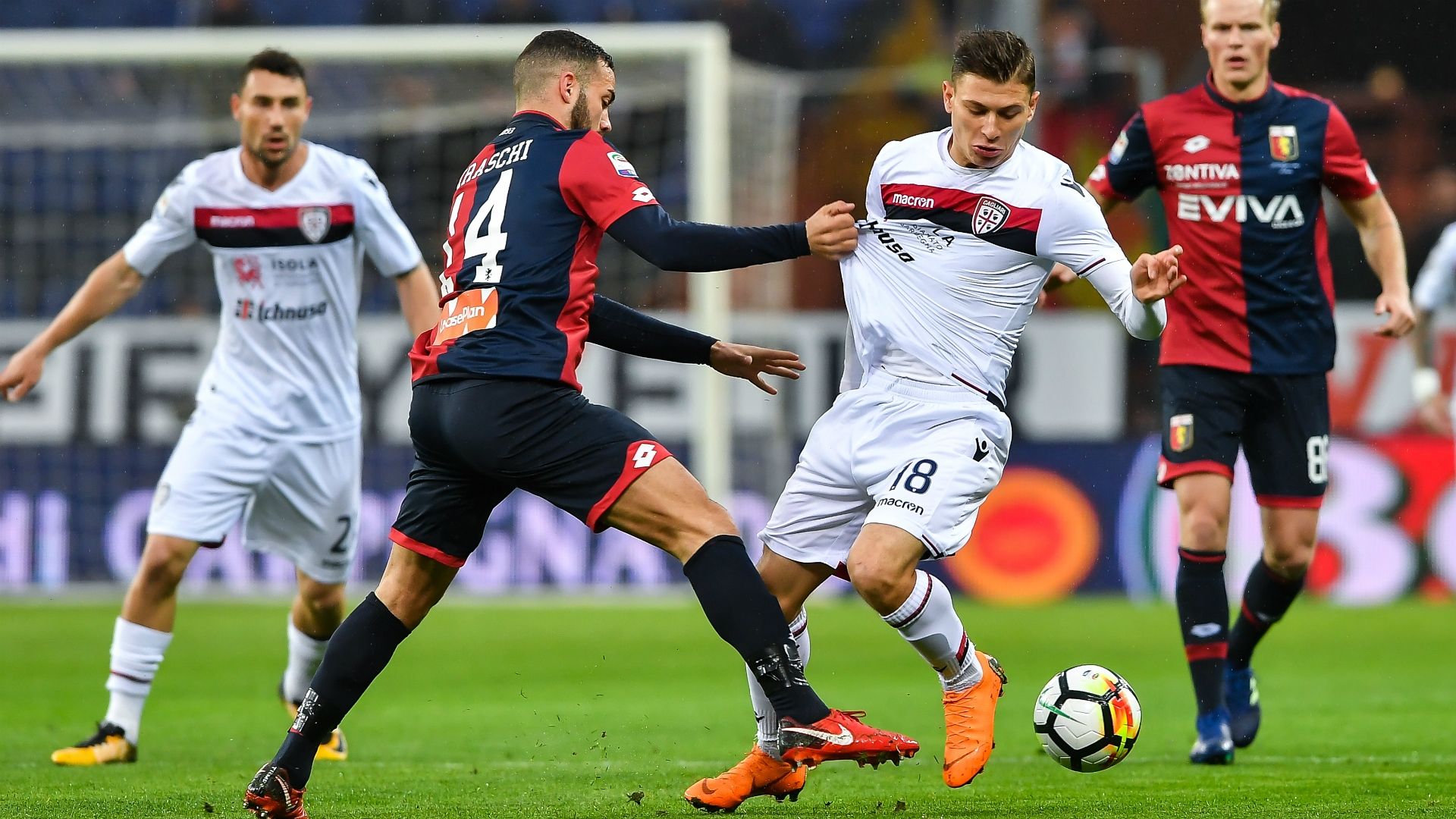 Davide Biraschi Nicolò Barella Genoa Cagliari Serie A