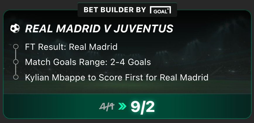 Real Madrid vs Juventus exclusive Bet Builder.
