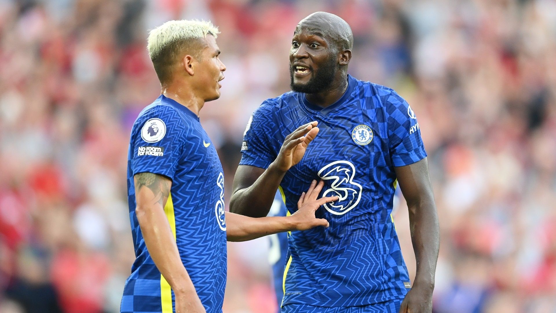 Romelu Lukaku Thiago Silva Liverpool vs Chelsea Premier League 2021-22