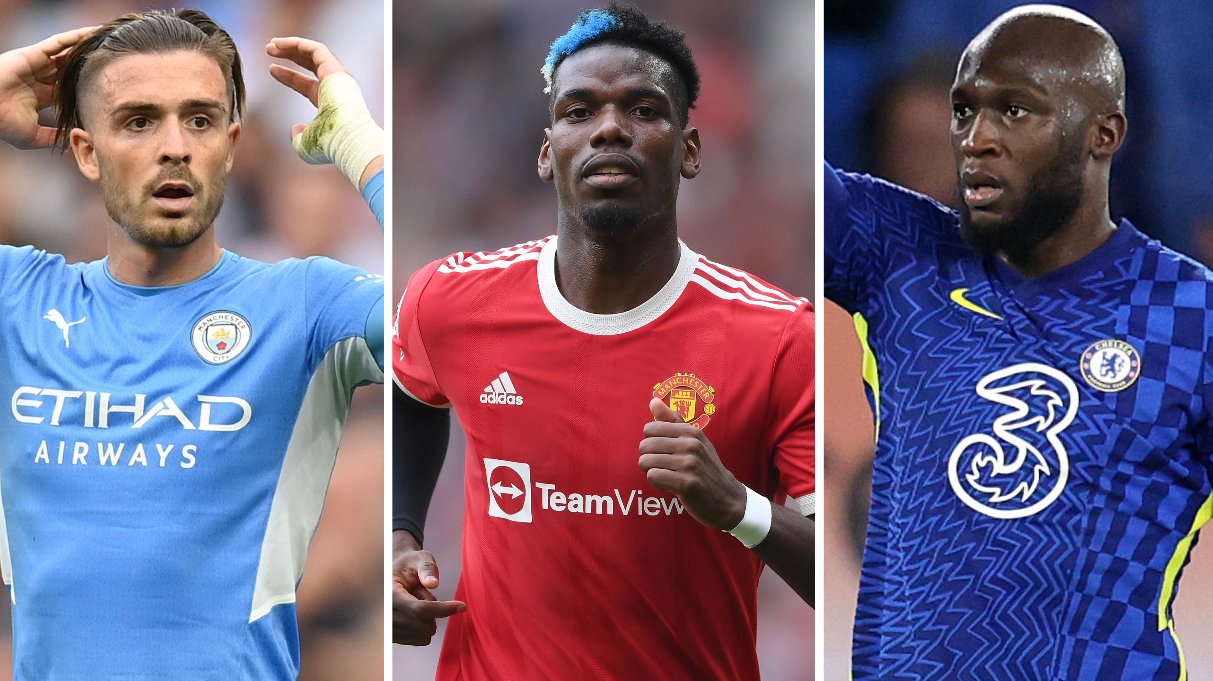 Jack Grealish Manchester City Paul Pogba Manchester United Romelu Lukaku Chelsea Premier League