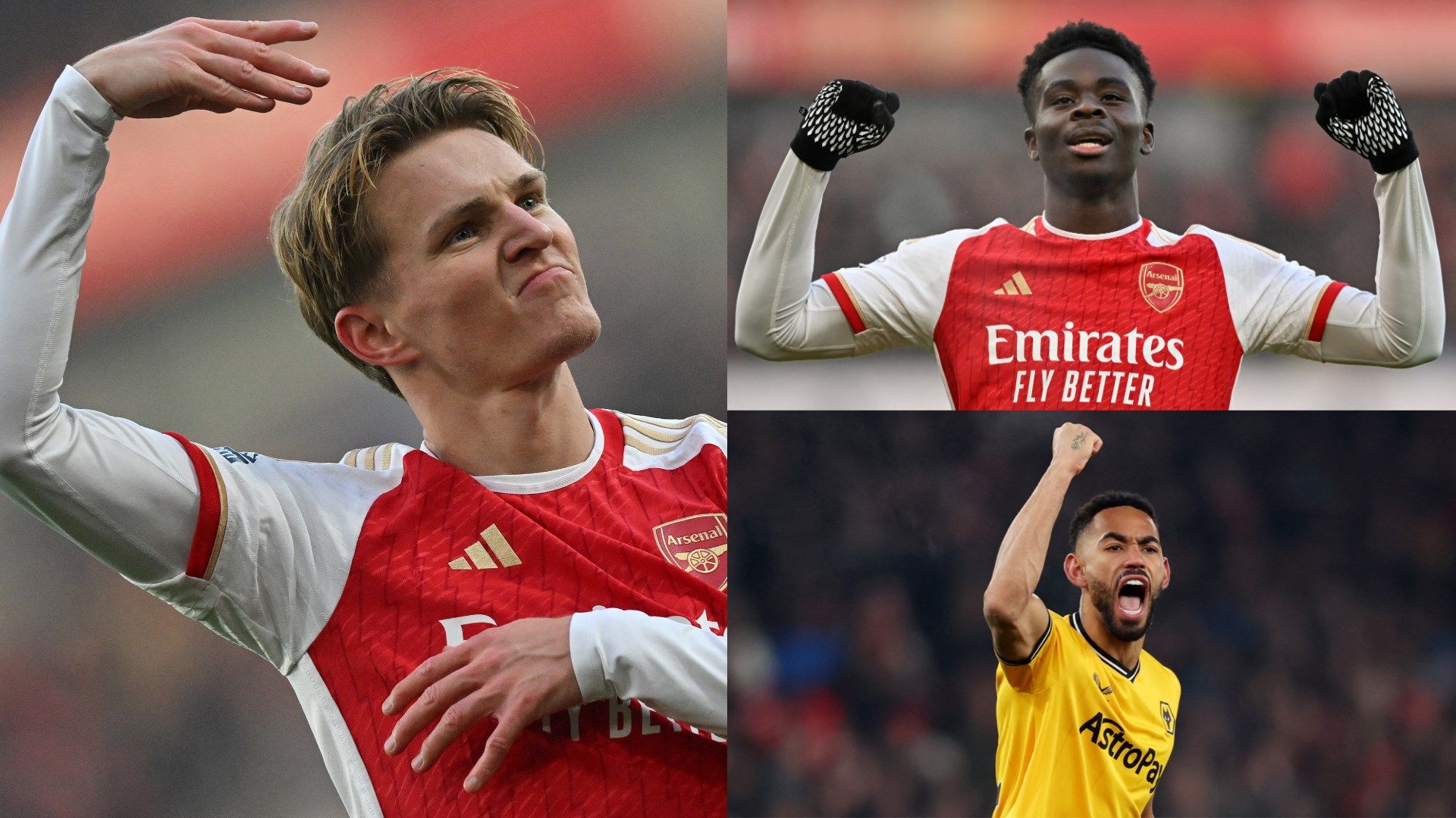 Martin Odegaard Bukayo Saka Matheus Cunha Arsenal Wolves 2023-24
