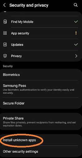 phone settings install unknown apps