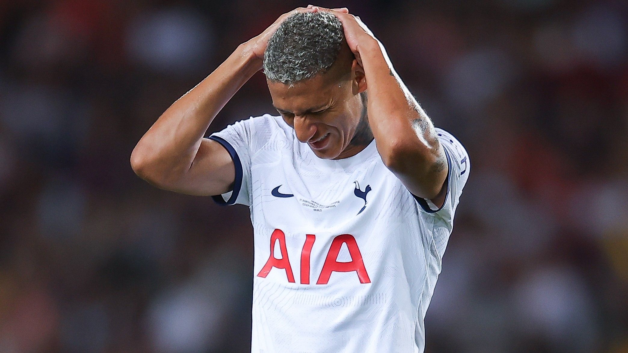 Richarlison Tottenham 2023-24 hands on head cropped