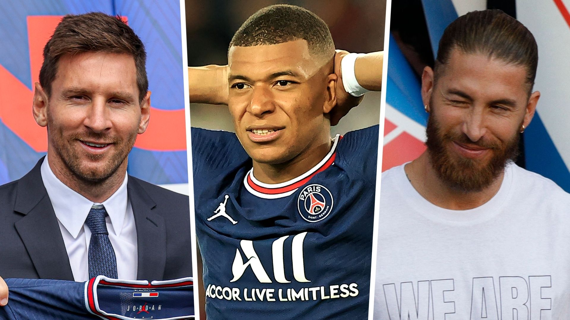 Kylian Mbappe Lionel Messi Sergio Ramos PSG GFX