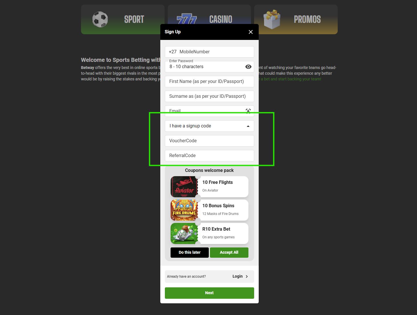 Betway-enter-promo-code