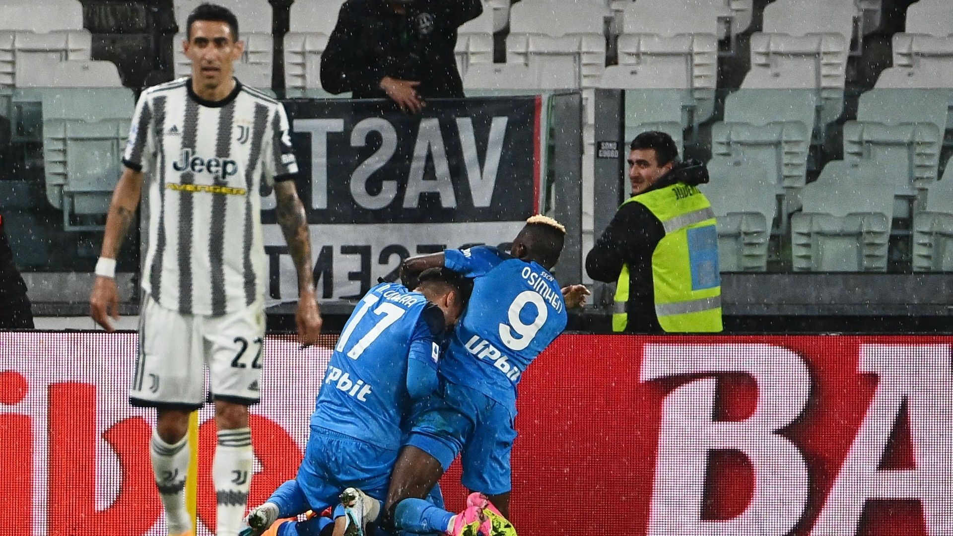 Napoli celebrates goal against Juventus