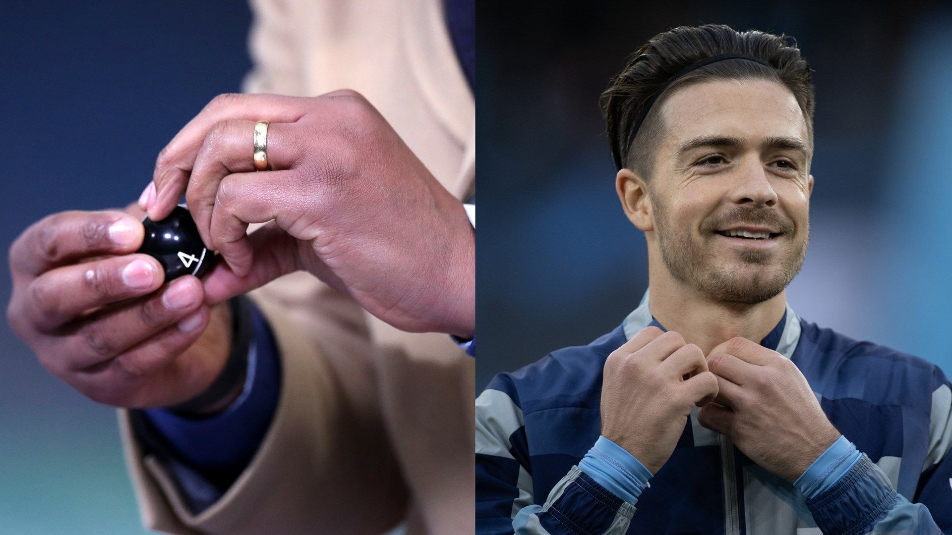 Split image of Jack Grealish and FA Cup draw