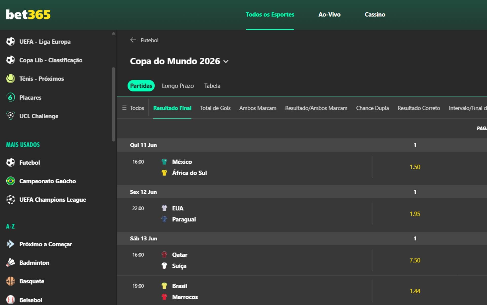 Copa do Mundo bet365 apostas