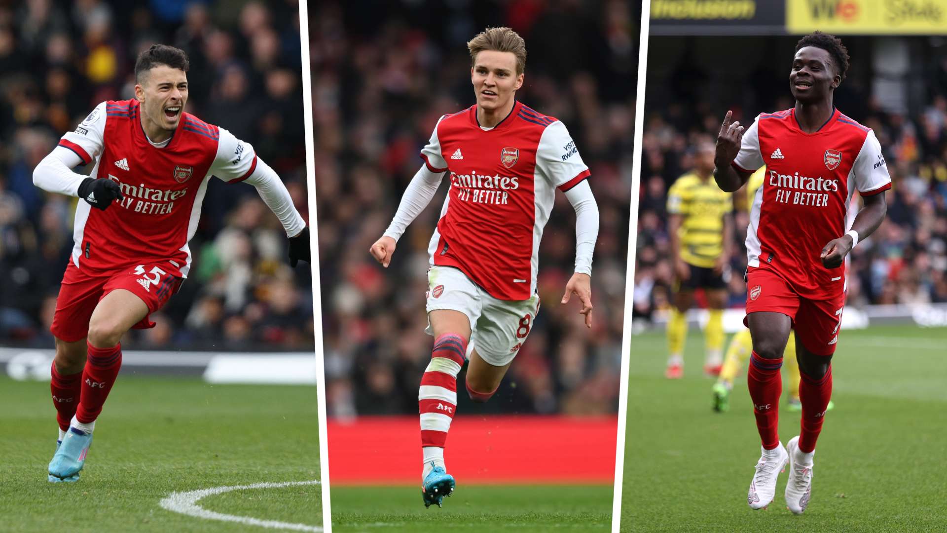 Gabriel Martinelli Martin Odegaard Bukayo Saka Arsenal