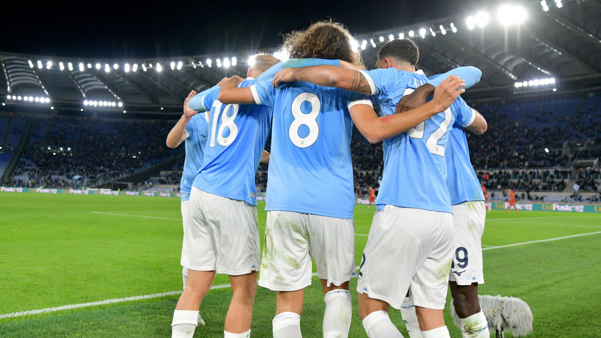 Lazio players celebrating Lazio Lecce Serie A