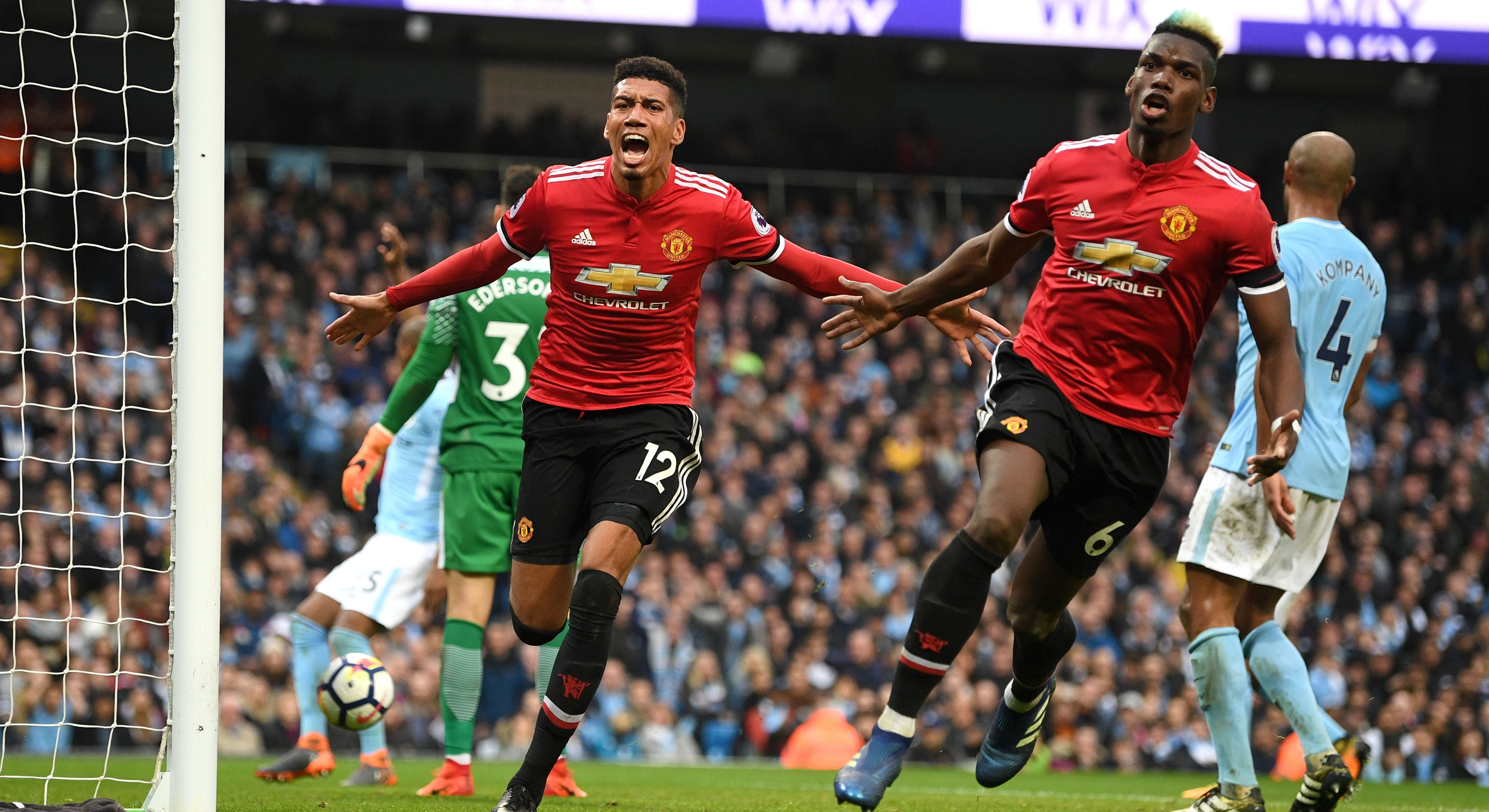 Chris Smalling Paul Pogba Manchester United Manchester City