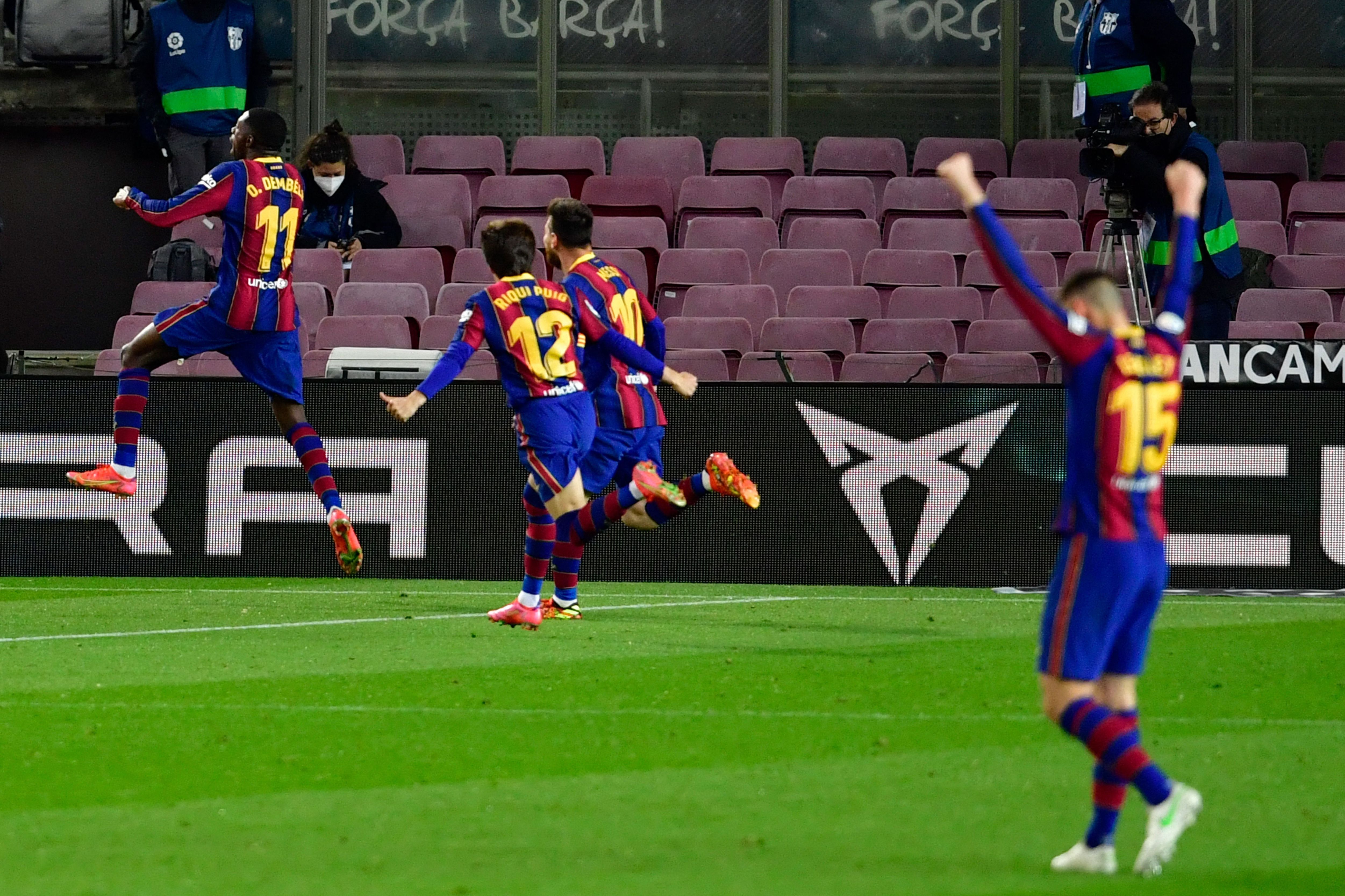 Ousmane Dembele celebrate. Barcelona vs Valladolid