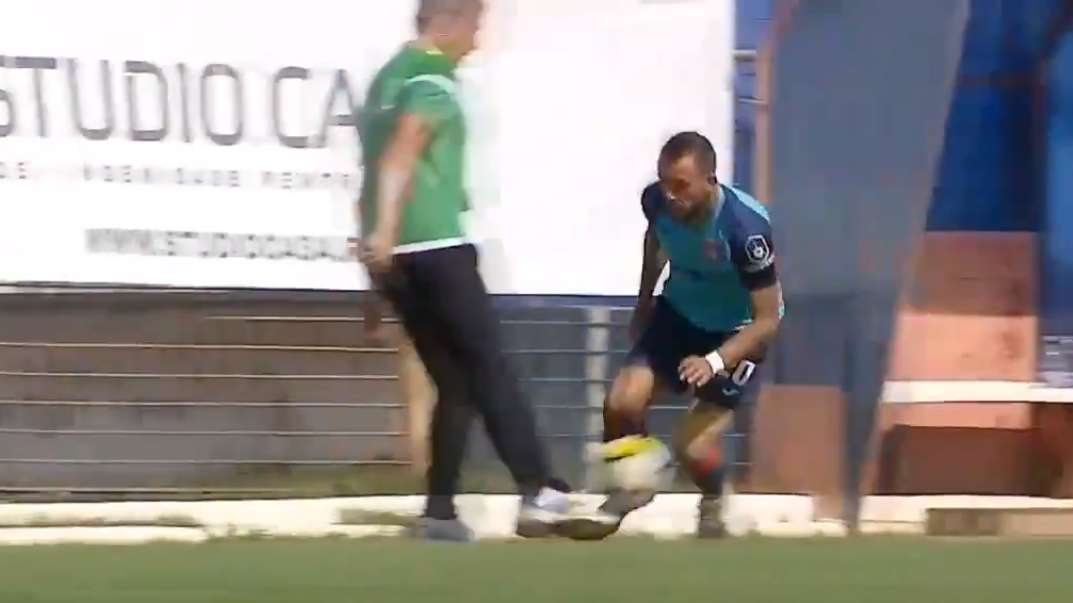 Manager Emil Sandoi tripping opponent