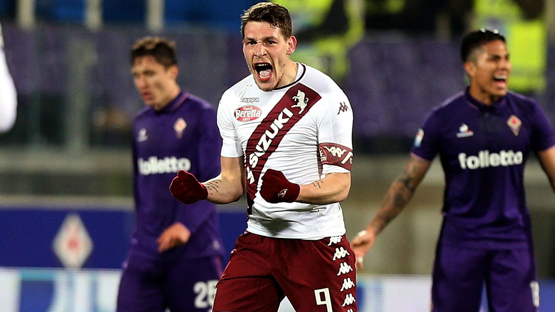 Andrea Belotti celebrating Fiorentina Torino Serie A 27022017