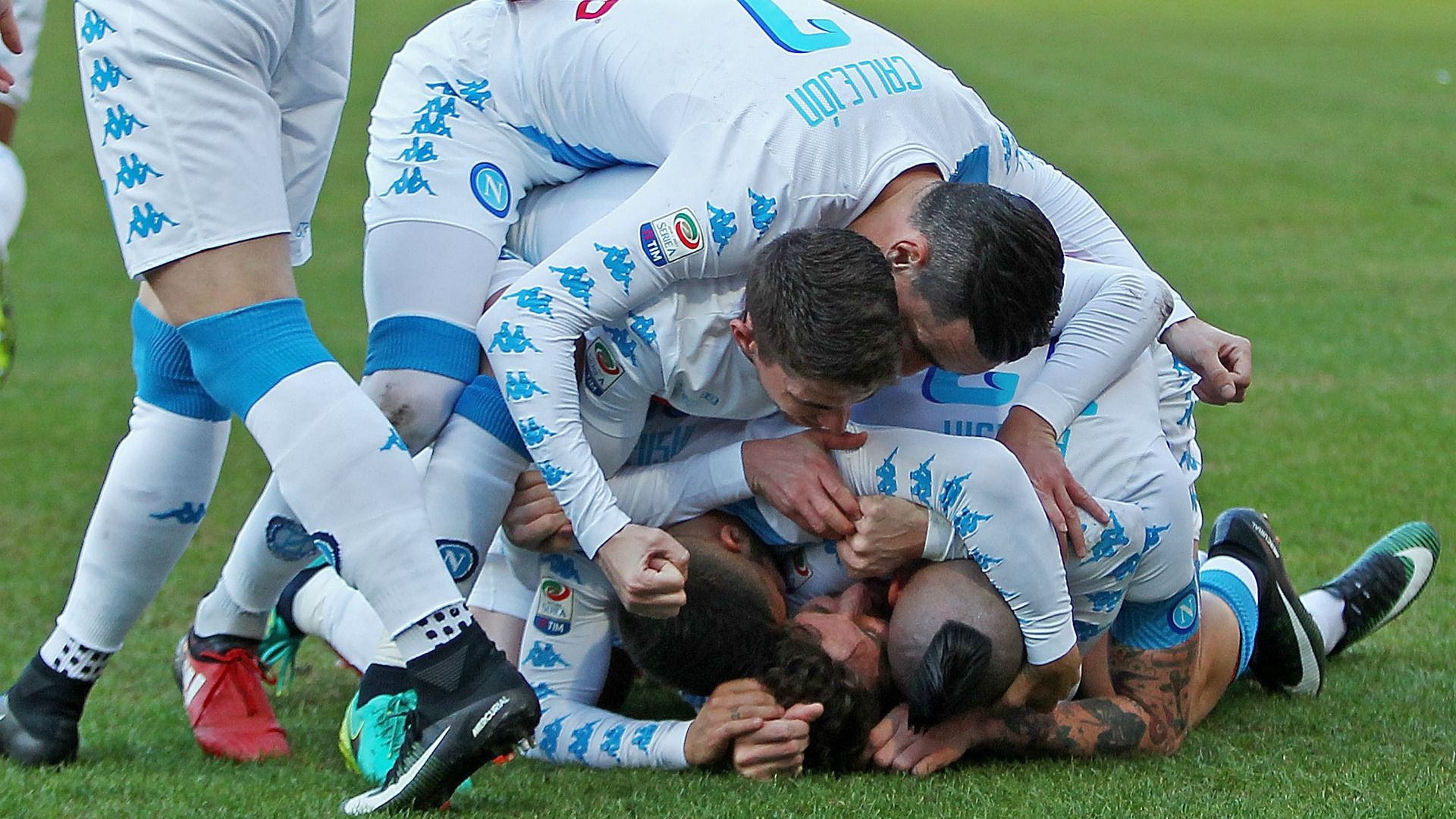 Napoli celebrating Napoli Torino Serie A