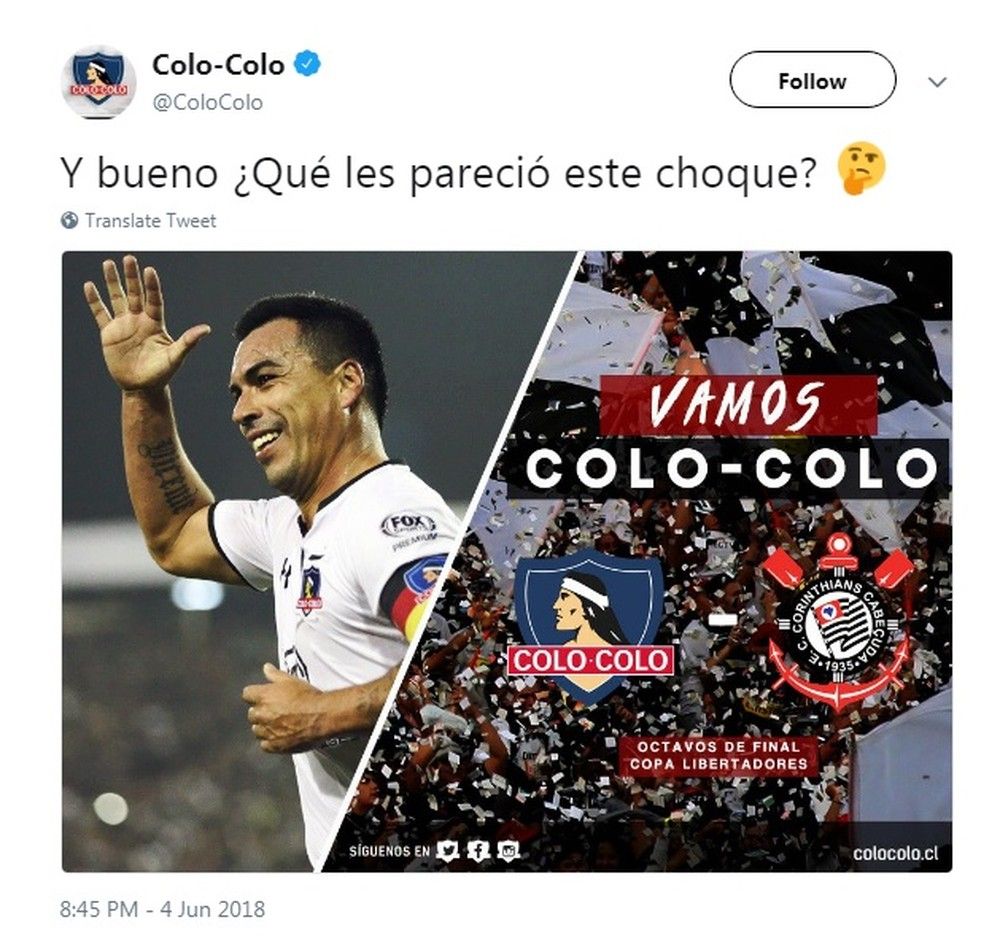 BODY ONLY Corinthians Cabeçuda Colo-Colo Libertadores