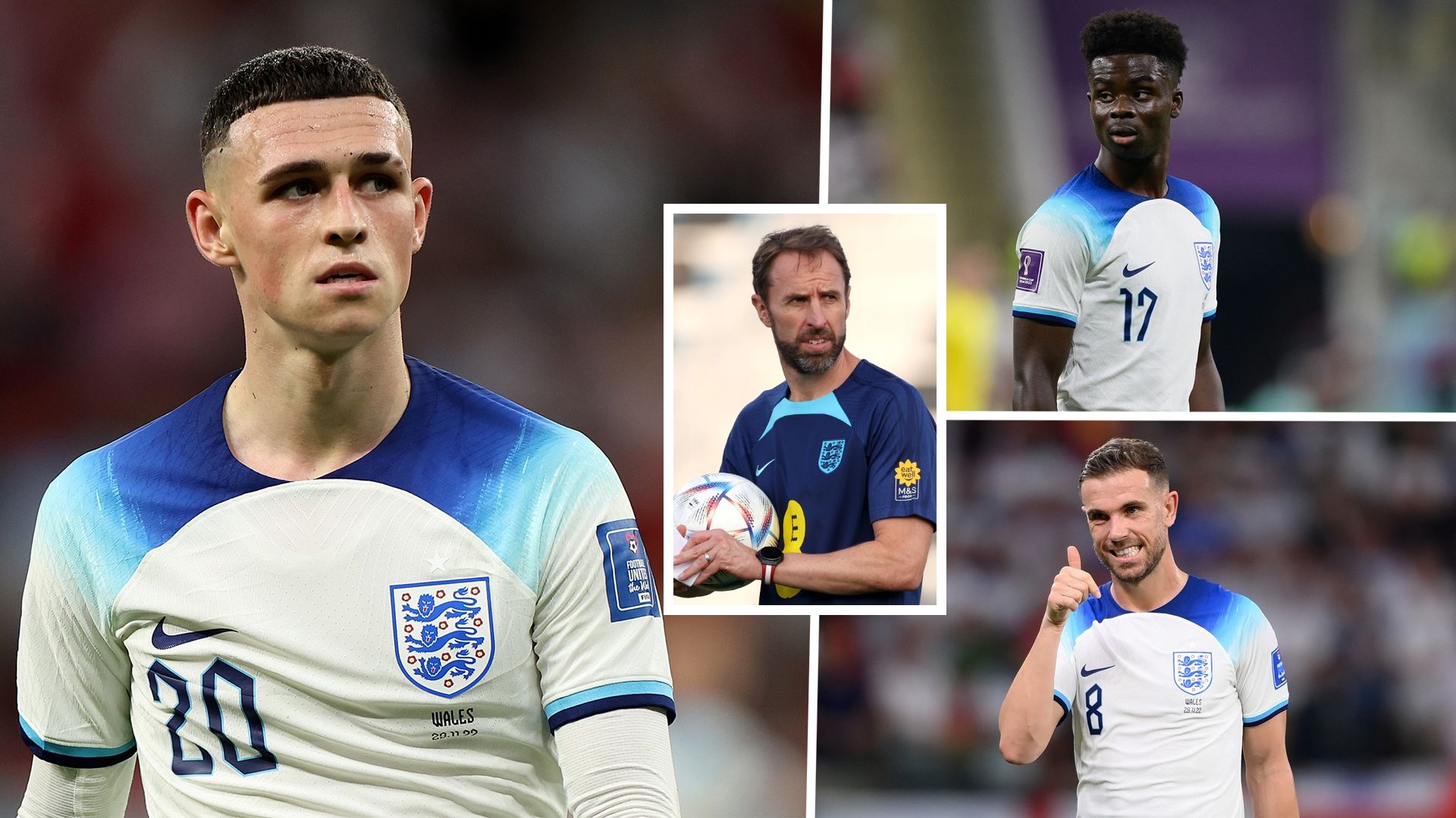 Phil Foden Gareth Southgate Bukayo Saka Jordan Henderson England Senegal GFX