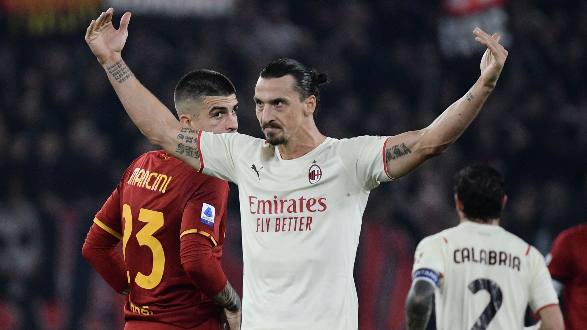 Ibrahimovic celebrating Roma Milan Serie A