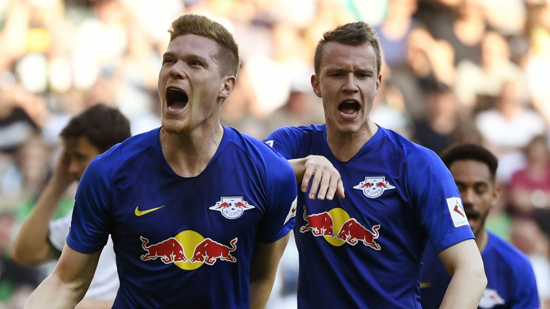 Marcel Halstenberg and Marcel Sabitzer RB Leipzig Borussia Monchengladbach