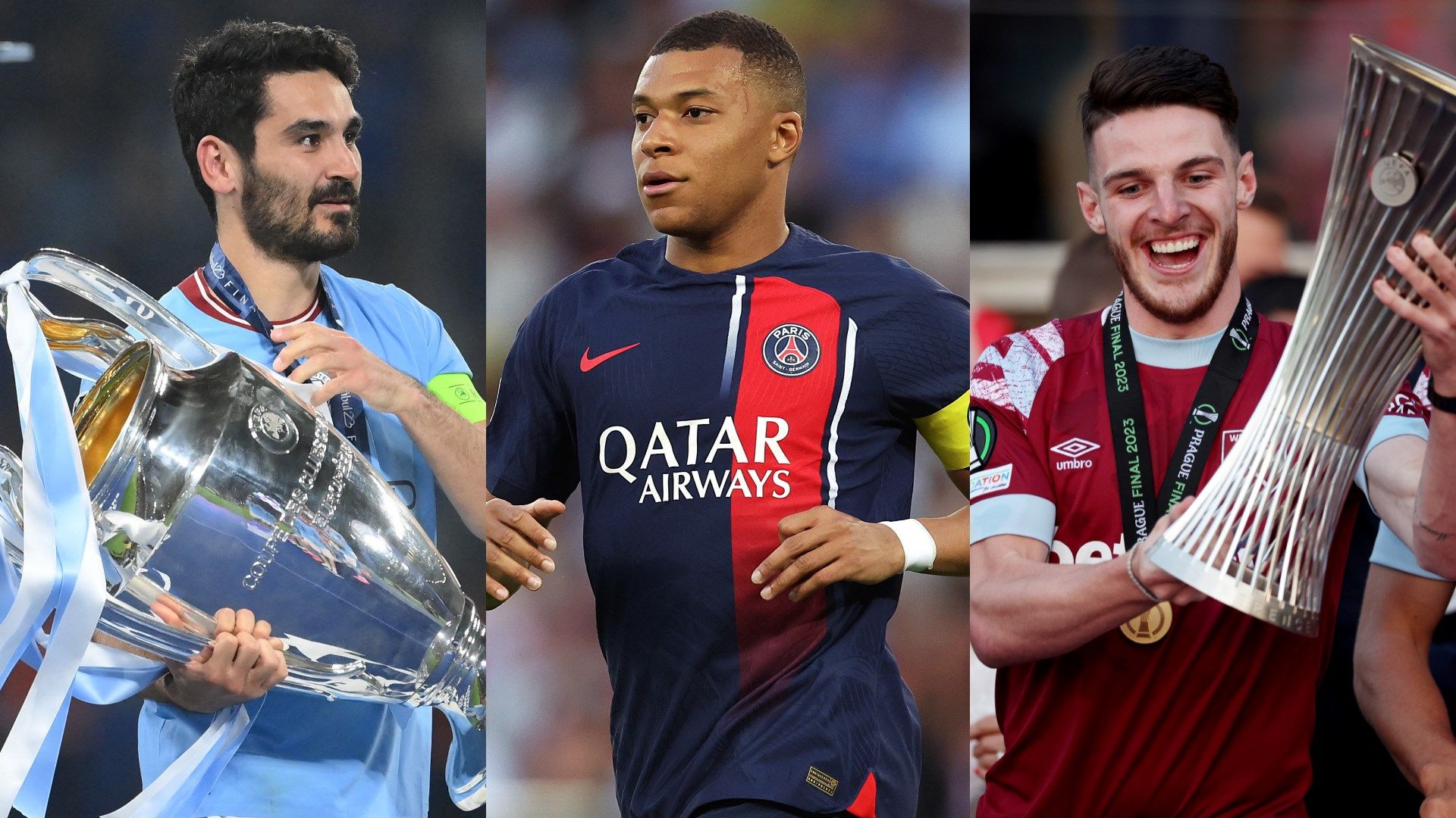 Ilkay Gundogan, Kylian Mbappe, Declan Rice GFX