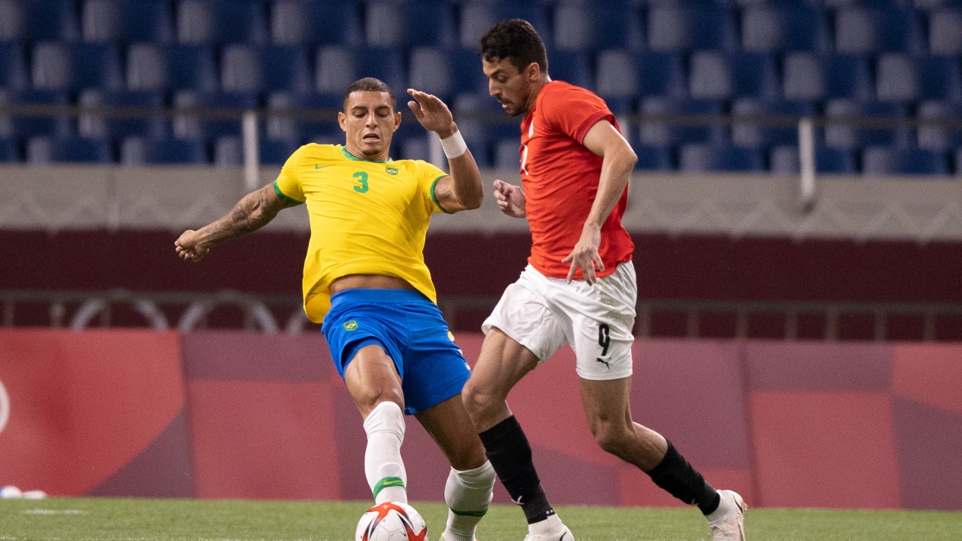 Diego Carlos, Taher Mohamed em Brasil x Egito, quartas de final Olimpíadas de Tóquio, 31072021