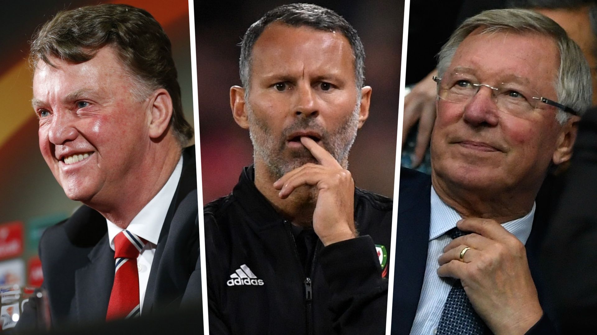 Louis Van Gaal Ryan Giggs Sir Alex Ferguson