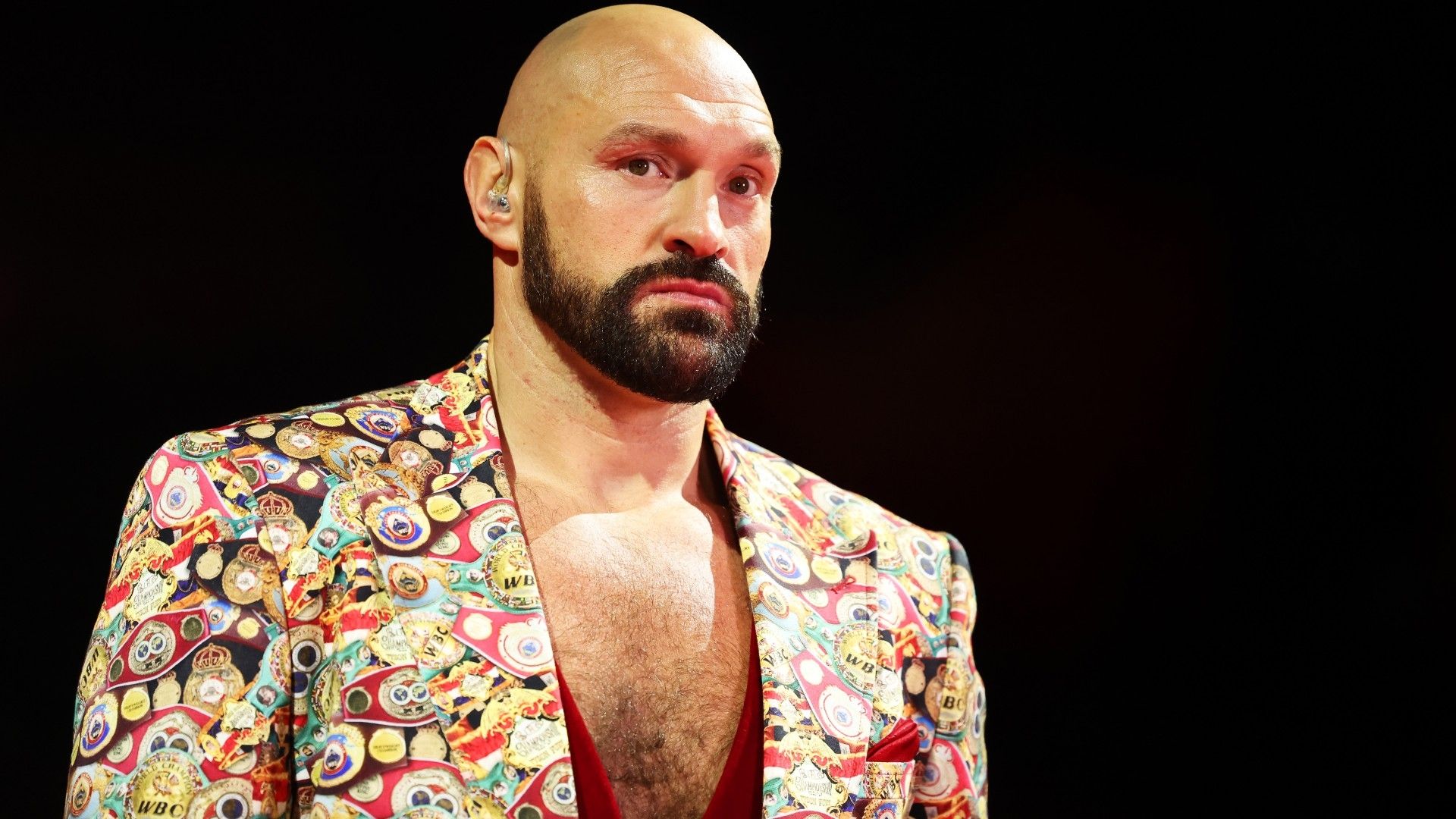 Tyson Fury looks as he is interviewed by DAZN