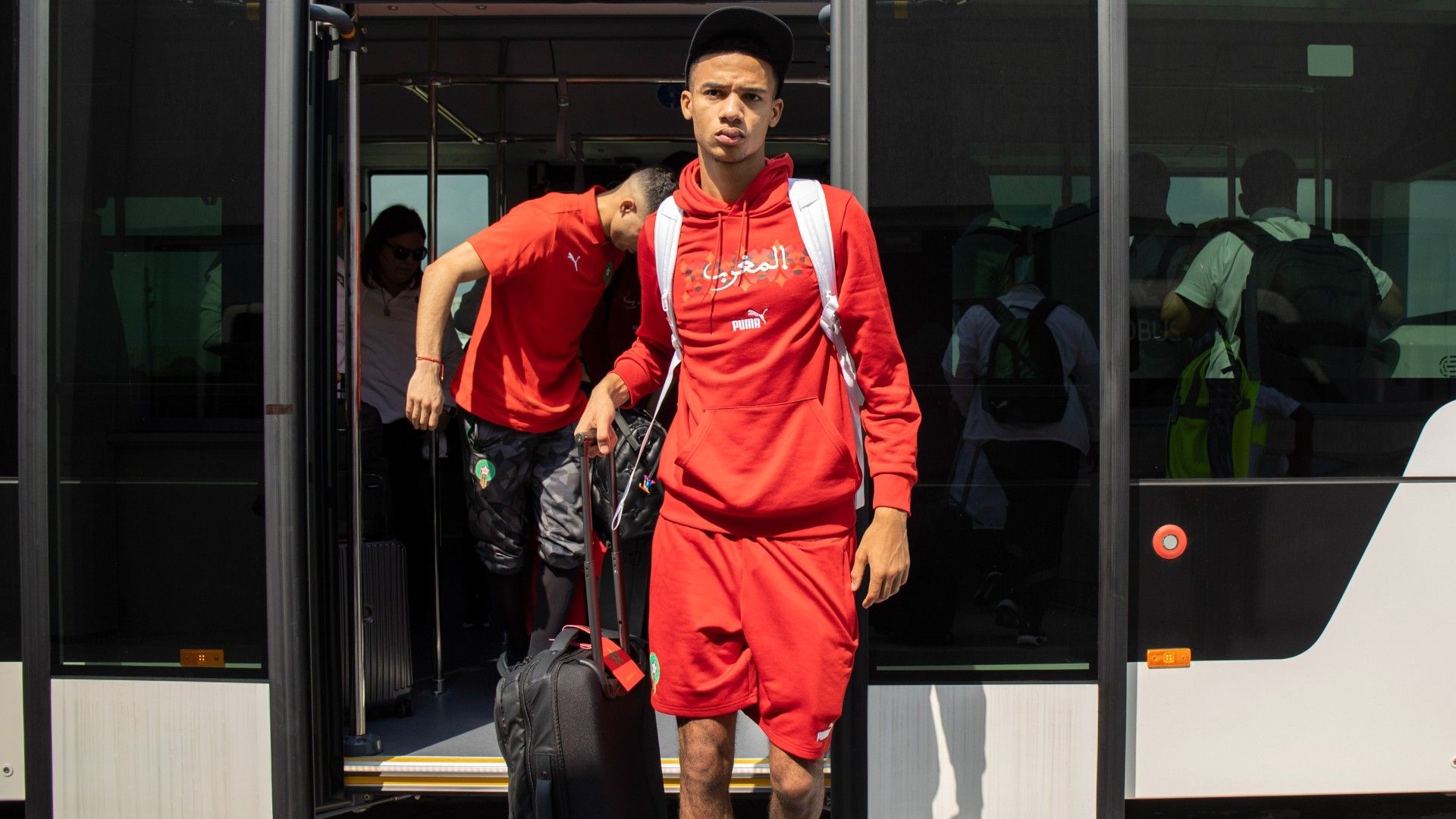 Michael Amir Junior Richardson arrives during the 2023 Africa Cup of Nations Afcon Morocco team arrivals at the Felix Houphouet Boigny airport 