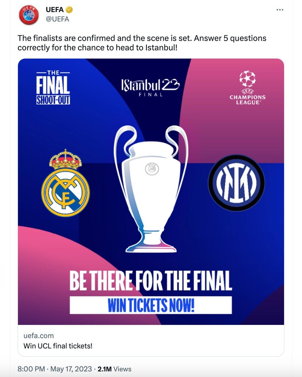 Uefa Account, Real Madrid Vs Inter EMBED ONLY
