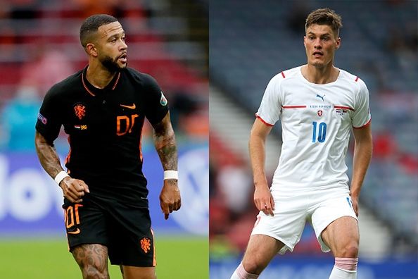 Netherlands Vs Czech Republic; Memphis Depay Patrick Schick