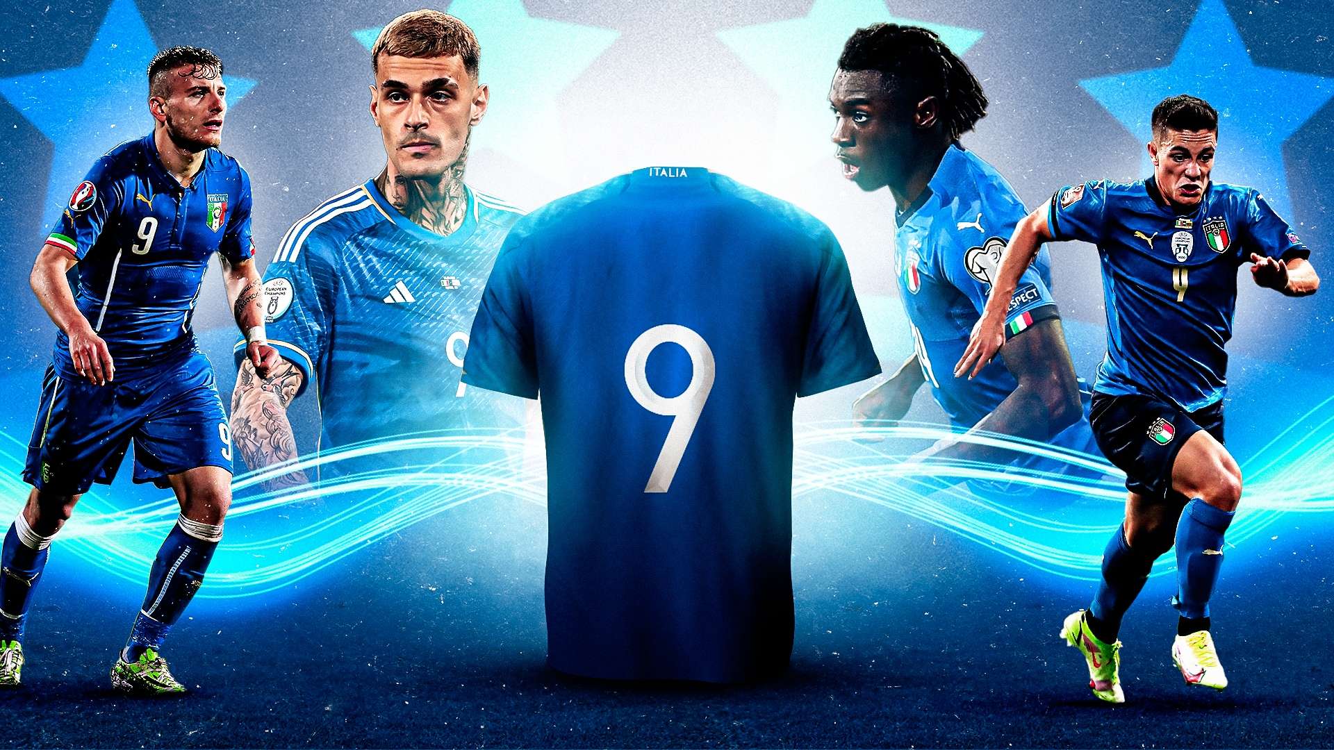 Immobile Scamacca Kean Raspadori 9 Italia GFX