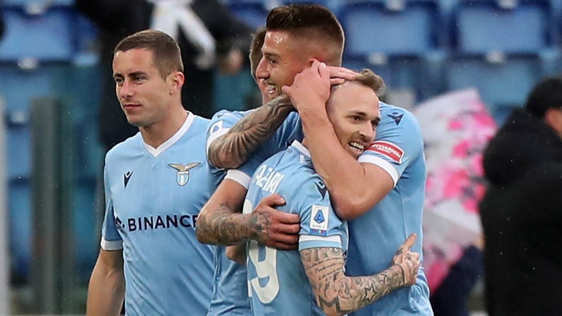 Lazio celebrates goal against Sassuolo Serie A