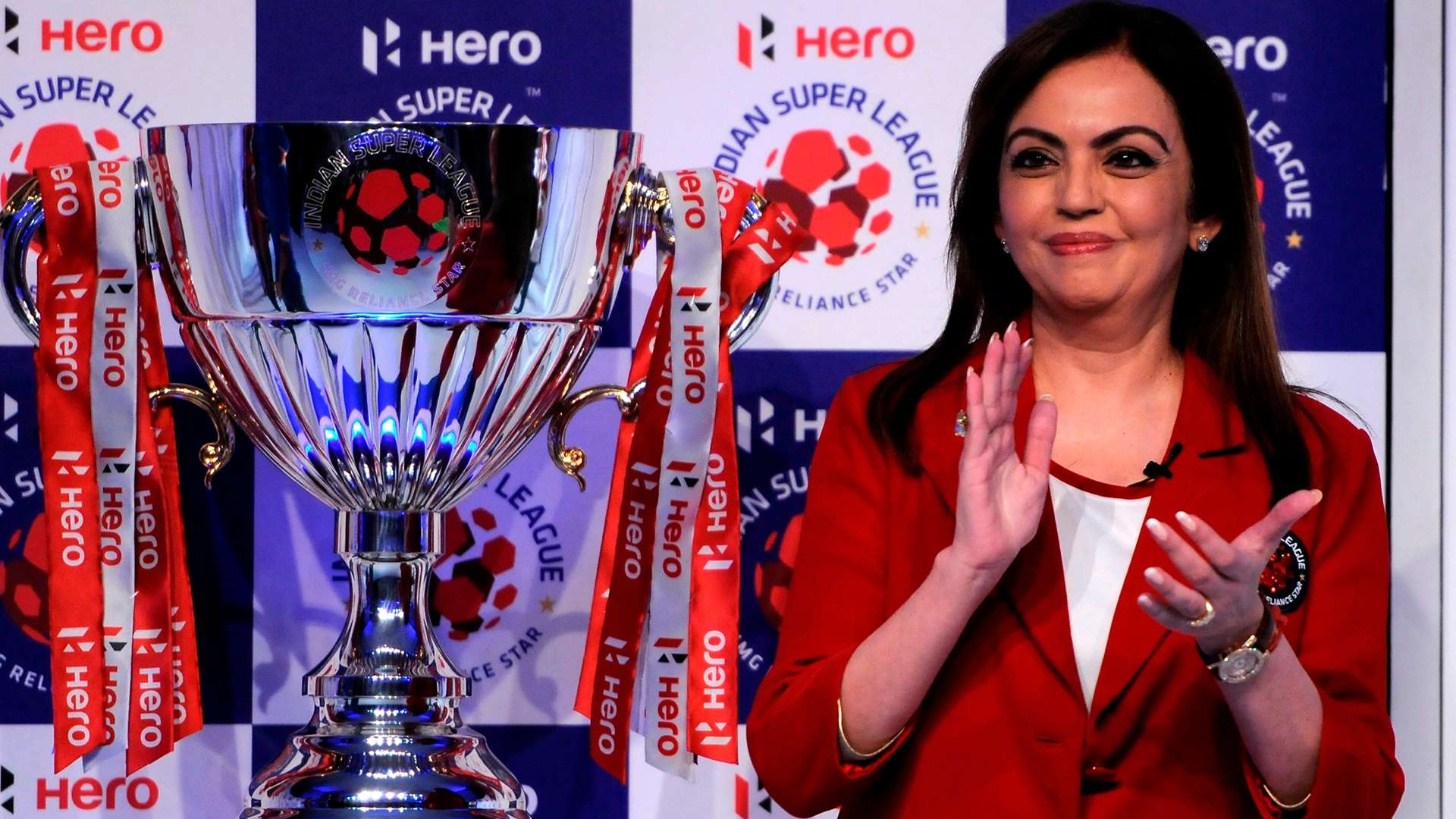 Nita Ambani Indian Super League trophy unveiling ceremony