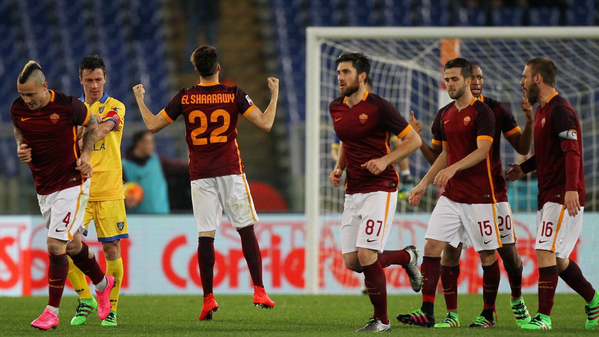 Stephan El Shaarawy celebrates his goal Roma Frosinone Serie A 30012016