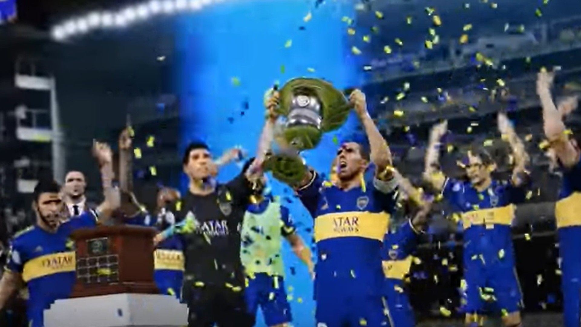 Captura Carlos Tevez Boca Campeon Superliga PES